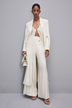 Patrizia Pepe Smock Stitch Palazzo Pants Blanche | MPJVH1048