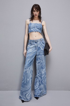 Patrizia Pepe Soft Jeans With Rhinestones Bleu Clair | GKJFP5079