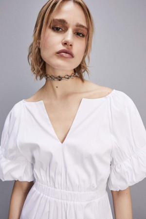 Patrizia Pepe Soft Stretch Cotton Blend Dress Blanche | CGVSH7928