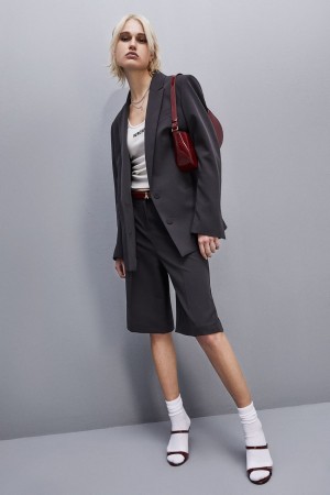 Patrizia Pepe Soft Viscose Bermuda Shorts Grise | VQTYA9031