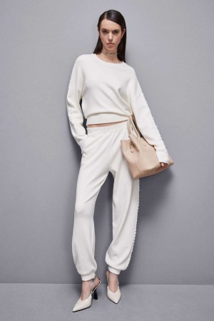 Patrizia Pepe Soft Viscose Joggers Blanche | FZLKS7048