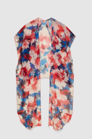 Patrizia Pepe Stole With Floral Print And Fly Detail Multicolore | AHUVE5624