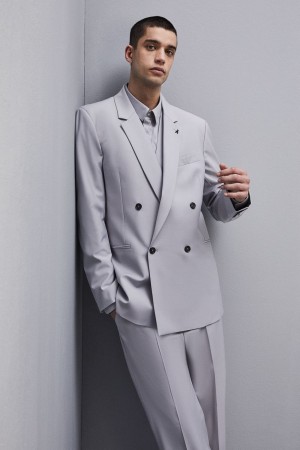 Patrizia Pepe Straight Double-breasted Jacket In Cool Wool Grise | VOYNI9832