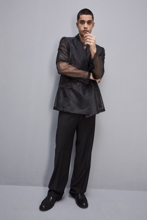 Patrizia Pepe Straight Double-breasted Unlined Jacket Noir | NVZGF3291