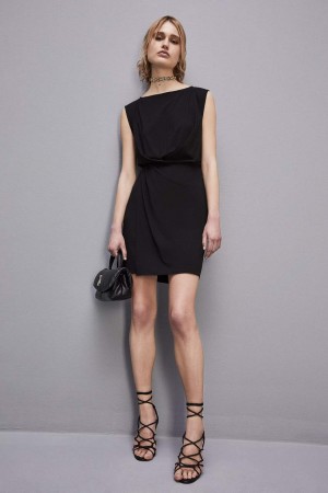 Patrizia Pepe Stretch Jersey Boat-neck Dress Noir | VSCYA2638