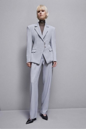 Patrizia Pepe Stretch Viscose Hook-and-eye Jacket Grise | PRTGC8021