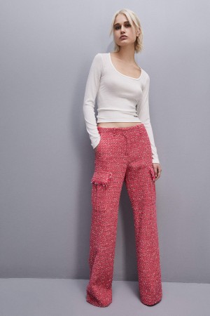 Patrizia Pepe Tweed Cargo Pants Rouge | BDNTA4258