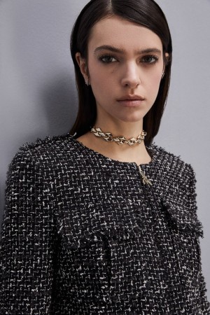 Patrizia Pepe Tweed Jacket With Zipper Noir | IFWTA1869