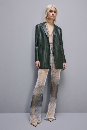 Patrizia Pepe Two-button Jacket In Coated Fabric Vert | UESIW5382