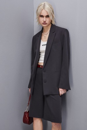 Patrizia Pepe Two-button Over Jacket In Viscose Grise | UPXRJ4983
