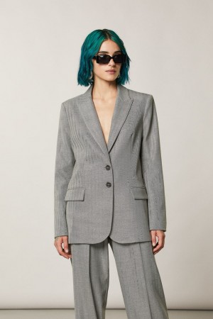 Patrizia Pepe Two-button Patterned Jacket Grise | KROHN2908