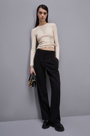 Patrizia Pepe Viscose Bodycon Sweater Beige | WDUNF0715