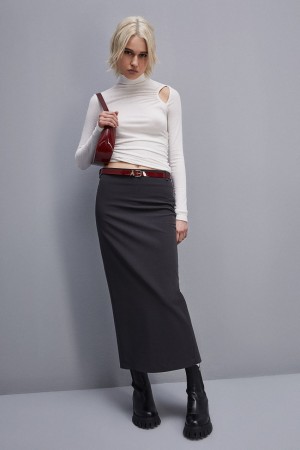 Patrizia Pepe Viscose Pencil Skirt Grise | QIRAN4659