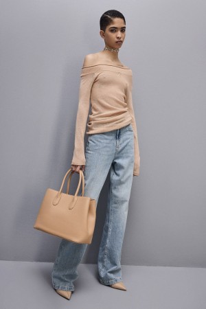 Patrizia Pepe Wool Sweater With Wide Neckline Beige | DUTMO8926