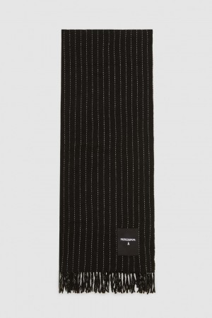 Patrizia Pepe Wool-blend Pinstripe Scarf Noir | PGJNL4921
