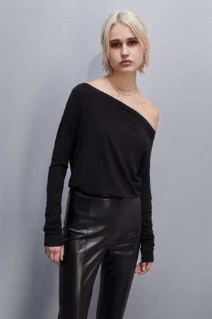 Patrizia Pepe “essential” Long-sleeved T-shirt Noir | JGABT0417